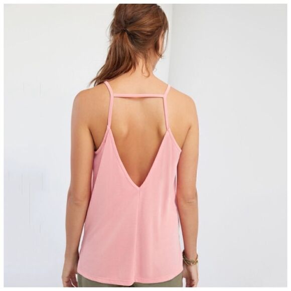 NWT Anthropologie Eri + Ali Sheer Open Back Tank Sleeveless Top In Pink - Picture 2 of 7